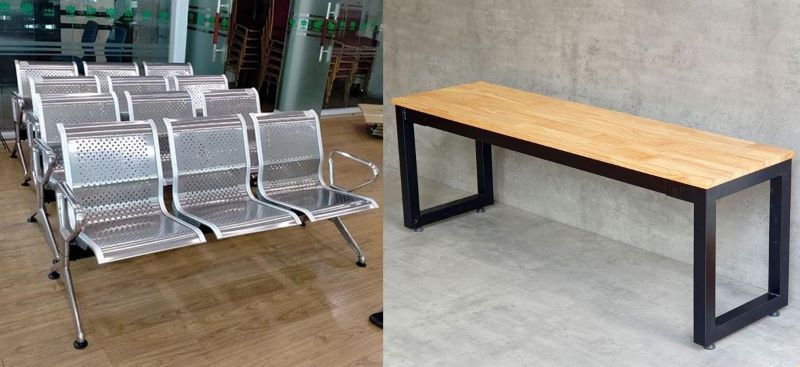 So sánh ghế băng chờ khung sắt và inox
