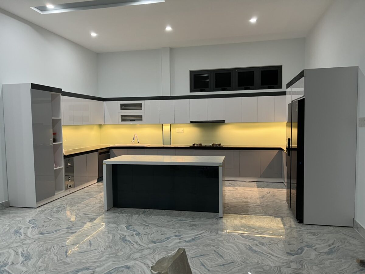 Tủ bếp MDF chống ẩm chữ L hiện đại đẹp